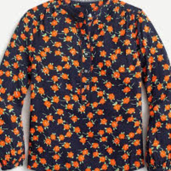🌸 J. Crew Popover Top – Poppy Fields Print - L 🌸 - 0049 - Picture 1 of 5
